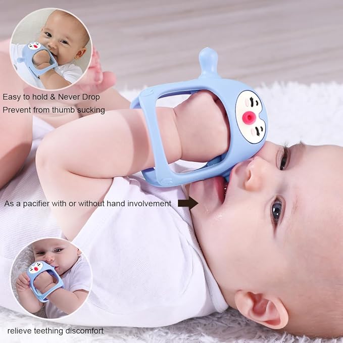 Smily Mia Shy Penguin Pencifiers for Breastfed Babies, Breastfed Essentials, Baby Essentials New Born Must Haves, Baby Pacifiers for 0-3,3-6,6-9Months Infants,Sky Blue