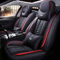 Luxury 2 Seats Car Seat Covers Protectors for Suzuki 1999-2025 95% Models, Back Storage Bag Design & Headrest Pillow & Lumbar Support Black & Red Line