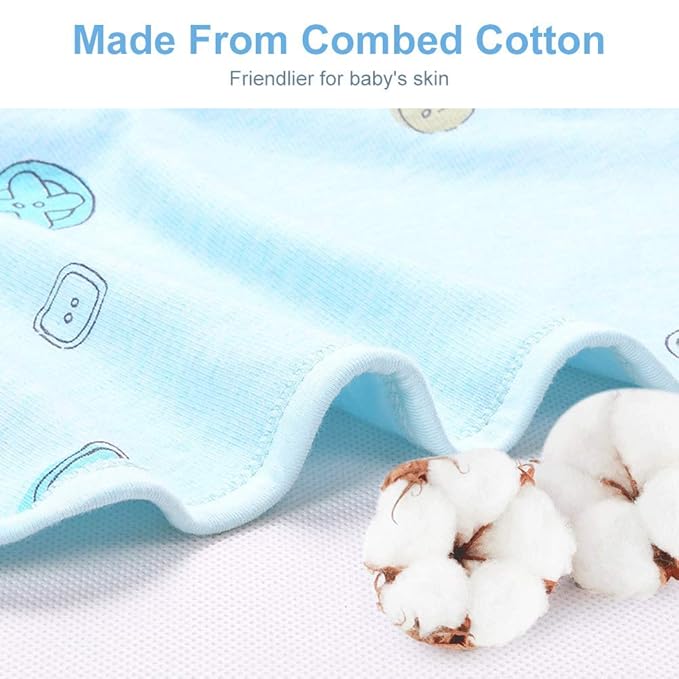 Premium Soft Cotton Baby Swaddle Blankets, Unisex Baby Blanket Wrap for Newborn Baby Boys Girls, Skin Friendly Wearable Swaddling Sleep Sack Calms Startle Reflex (Button, Blue, 0-3 Months)