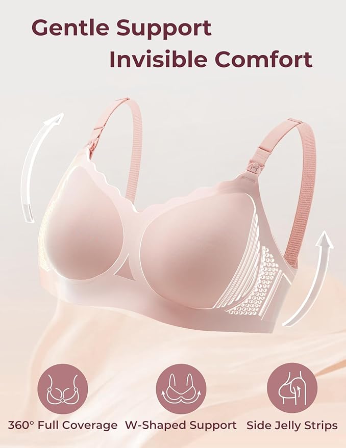 Momcozy 4-in-1 Pumping Bra Hands Free for All-Day Wear, Breast Pump Bra with Cooling Fabric Jelly Strip Support Nursing Bra