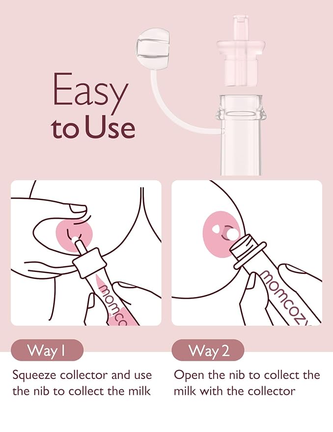 Momcozy Colostrum Collector Reusable Breast Milk Collector with Storage Case and Cotton Wipe, Portable Colostrum Container BPA Free, Multi-Use Collector 5ml-12pcs