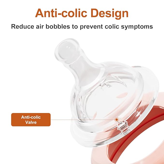 NCVI Baby Bottles Compatible with NCVI Breast Pump 8782/8780-2, Breast Milk Storage Bottles with Nipples and Travel Caps, Anti-Colic, BPA Free, 4.7oz/140ml, 2 Count