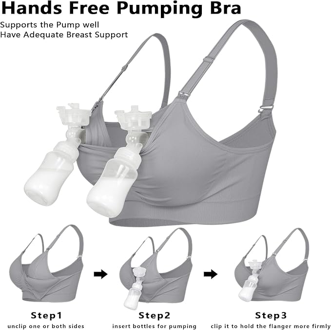 iloveSIA Nursing Bras for Mom Breastfeeding, Seamless Supportive Sleep Bra for Maternity Postpartum S-2XL 3Pack
