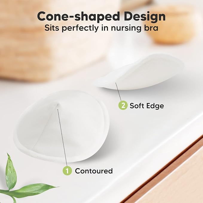 Organic Nursing Pads - 14 Washable Viscose Derived from Bamboo Breastfeeding Pads, Wash Bag, Reusable Breast Pads for Breastfeeding, Nipple Pads for Breastfeeding Essentials(Soft White, L 4.8")