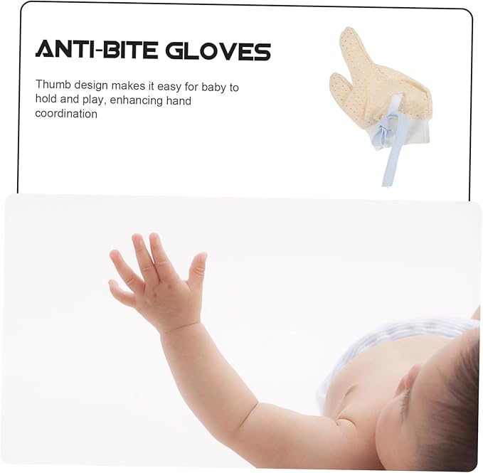 DECHOUS 1 Pair Mittens for Protective Gloves Grip Thumb Guard Protector Thumb Guard Teething Deterrent Pediatric Stop Biting Anti Cotton Yarn Sky-Blue