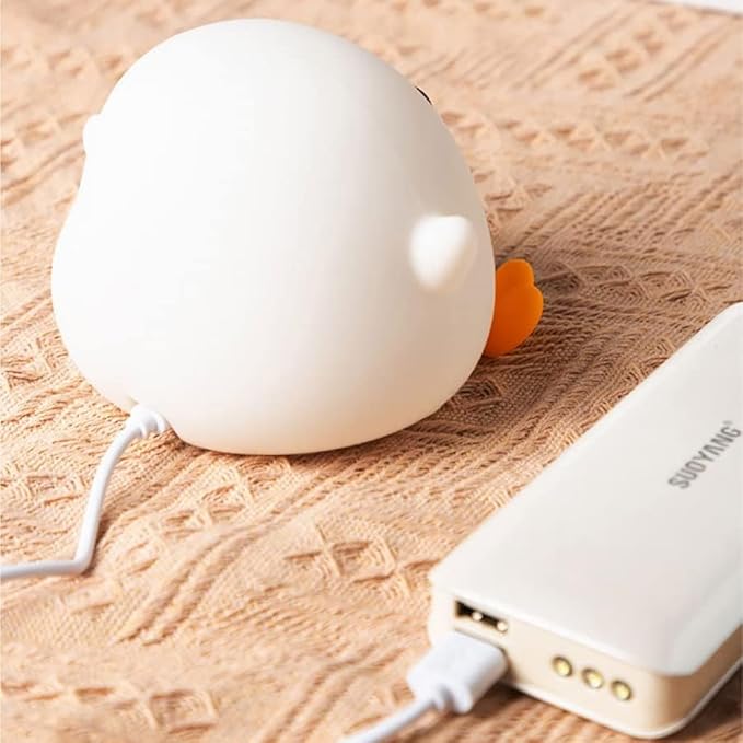 S NMT Cute Duck Night Light for Children,Soft Silicone Sleep Light with USB Rechargeable,Touch Sensor Nightlights for Kids Room Gift