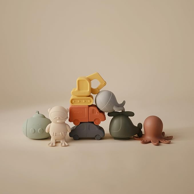 mushie Sealife Bath Toys Play Set for Toddlers | 100% Food Grade Silicone | Mold Free, Pack of 4