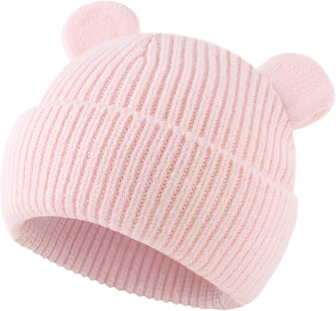 Bear Baby Beanie Knitted Baby Winter Hat Infant Toddler Boys Girls Beanie with Cotton Lining