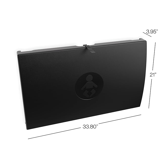 Foundations Elements Horizontal Wall-Mounted Baby Diaper Changing Station, Heavy Duty Stainless Steel Hinge, Oversized Changing Surface, Easy Installation, Black (300-EH-02)