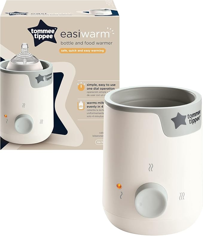 Tommee Tippee Easiwarm Bottle Warmer, Warms Breast Milk and Formula Bottles, Automatic Timer, One-Dial Operation+ Natural Start Anti-Colic 5 oz BPA Free Newborn Bottles, Slow Flow Breast-Like Nipple