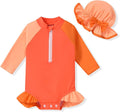 Aalizzwell Baby Girls Long Sleeve One Piece Swimsuit with Hat