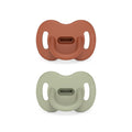 Color Essence SX PRO Silicone Baby Pacifier 2Pk, Made with 100% Soft Silicone, Baby Essentials Perfect for Breastfeeding Babies, Designed in Spain, 0-6 Mths, Orange/Green