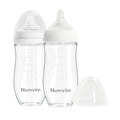 Natural Glass Baby Bottle for Breastfeeding Babies, Baby Essentials, Gentle Medium Flow, Wide Neck Bottle with Anti Colic Nipple for 3 Months Babies, Includes M Nipples (8Oz, 2 Packs)