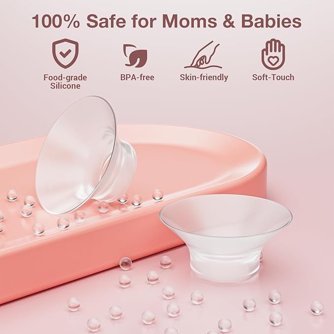 15mm Flange Inserts Compatible with Momcozy M5/M9/S12 Pro/V1 Pro Wearable Breast Pump, Softer Silicone Flange Insert Kit for 24mm Shield of Most Pumps, Same as Original Mom Cozy Replacement Pump Parts