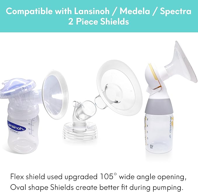 Replace Flanges 2-Pack of 21mm Breast Shields Compatible with Lansinoh, Medela, Spectra Breast Pumps, Pump Parts for Medela Breast Shields Personalfit Flex, Lansinoh Flange Accessories, Spectra Flange