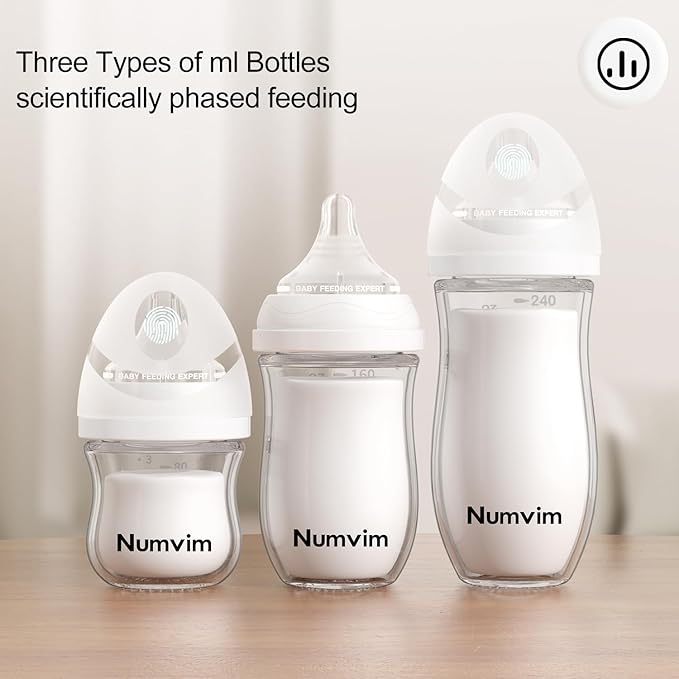 Natural Glass Baby Bottles Gentle & Extra Slow Flow, Newborn Breastfeeding Bottle with Anti Colic Nipple for 0 Months Babies, 3 Packs (Brown (5 Ounce), 1 Count (Pack of 3))