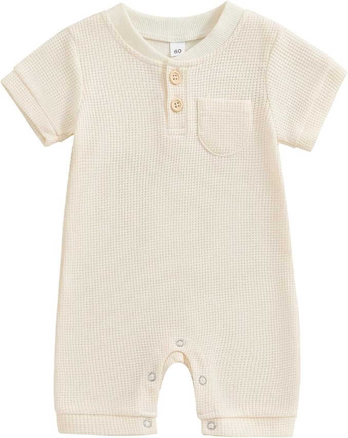 Kuriozud Newborn Infant Unisex Baby Boy Girl Clothes Button Romper Jumpsuit Basic One Piece Outfits