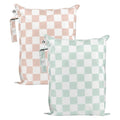 Tiny Twinkle Wet Dry Bag – 2 Pack Reusable Waterproof & Mess Proof Wet Bags for Swimsuits & Travel, Baby Towels & Beach Essentials,a Diaper Bag Must-Have(Unisex Checkers)