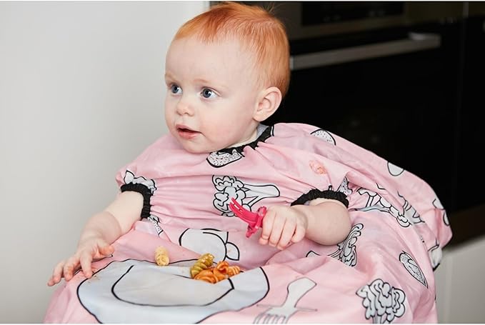 grabease Allover Waterproof Bib for Self-Feeding Infants and Toddlers, Machine Washable, Ages 6-24 Months