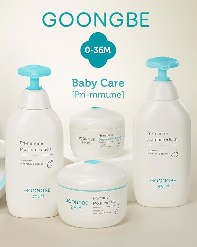 GOONGBE Pri-mmune Deep Moisture Cream - Korean Baby Moisturizer with Ceramide & Amino Acid - Skin Protectant 72hrs Moisturizing Cream for Face and Body - For Chafed & Sensitive Skin - 3.38oz.