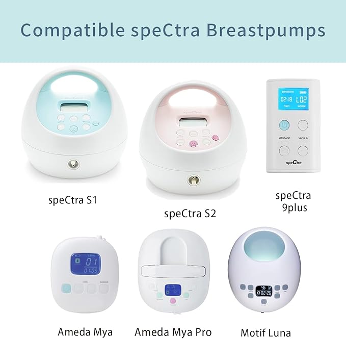 Pump Parts Compatible with Spectra S1/S2/9 Plus, Not Original Accessories, Full Set Replacements Include 26mm Flange, Duckbill Valve, Backflow Protector, Tubing and Bottle