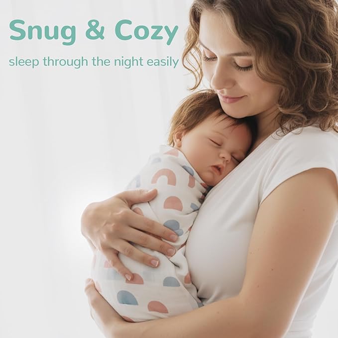 HECCEI Soft Large Swaddle Blankets - 3-Pack 70% Bamboo 30% Cotton Muslin Swaddle Blanket, Large Breathable Receiving Blankets for Newborn, Boys and Girls Swaddles, Registry & Gift, 47 x 47 inches