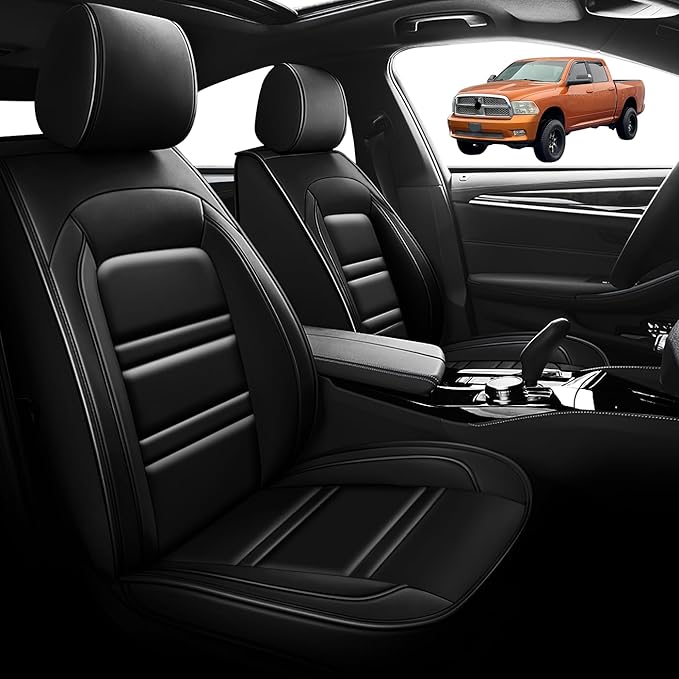 Seat Cover for Dodge ram 2004-2011 | Car Seat Covers Front Seats, Waterproof Seat Protectors, Automotive Front Seat Covers (Front Seat, Black)