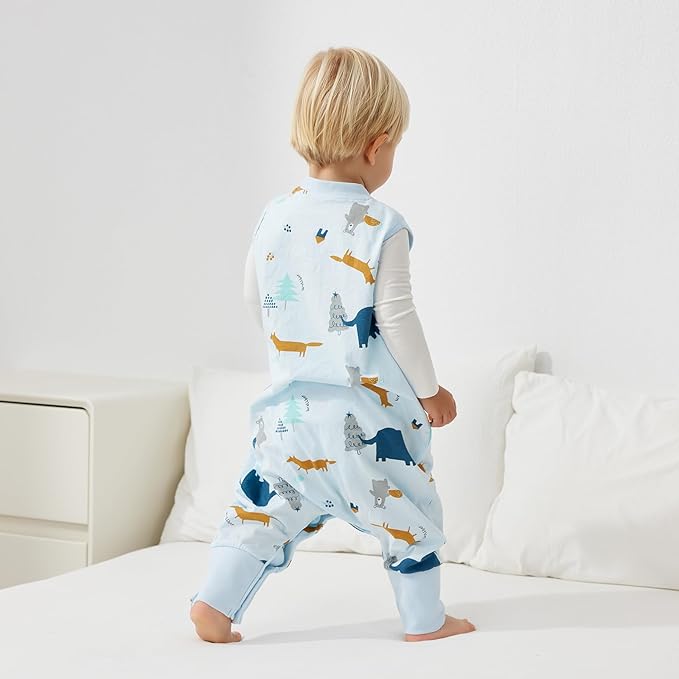 Duomiaomiao 0.5 TOG Toddler Sleep Sack 6-12 Months 100% Cotton Lightweight Baby Sleep Sack with Feet, Breathable Comfy Toddler Wearable Blanket