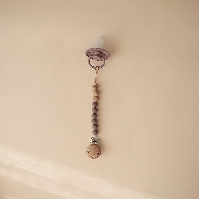 mushie 100% Silicone Baby Pacifier Clip BPA Free | Eva (Ash)
