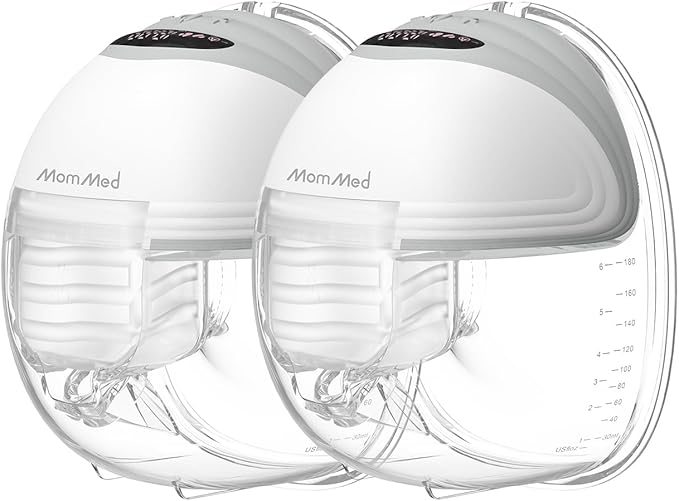 MomMed Wearable Breast Pump (Model S21) – Double Electric Hands-Free Breast Pump, Leak-Proof Design, 3 Modes (Stimulation, Expression, Auto) & 12 Vacuum Levels, Portable and Quiet, Gray, 2Pack