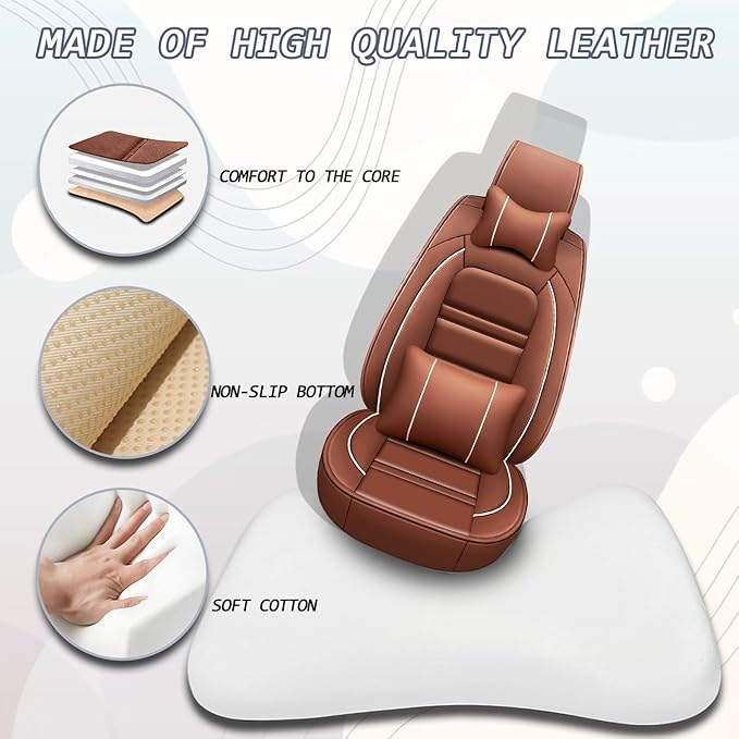Car Seat Covers for kia sportage 2005-2025 | 5-Seats Seat Covers, Waterproof Seat Protectors, Automotive Seat Covers (Full Set with Pillow,Coffee)