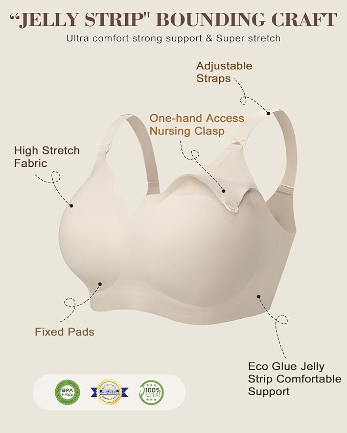 As Fairy Wireless Seamless Pumping Bra Hands Free Nursing Bra Wirefree Comfort Wearable Breast Pump Brass