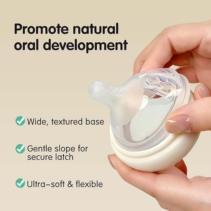 Silicone Bottle Nipples for Natural Baby Bottle, Medium Flow (M), 3+ Months, 4 Counts