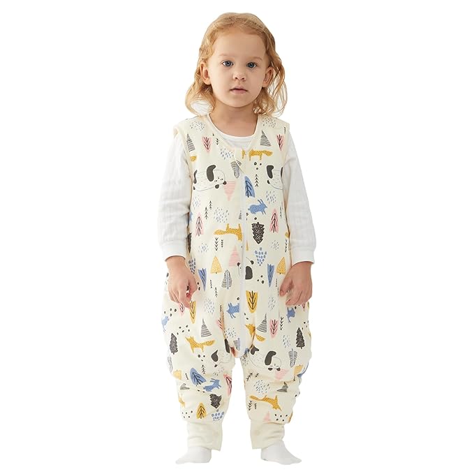 Duomiaomiao 2.5 TOG Toddler Sleep Sack 6-12 Months 100% Cotton Winter Baby Sleep Sack with Feet, Warm Comfy Toddler Wearable Blanket