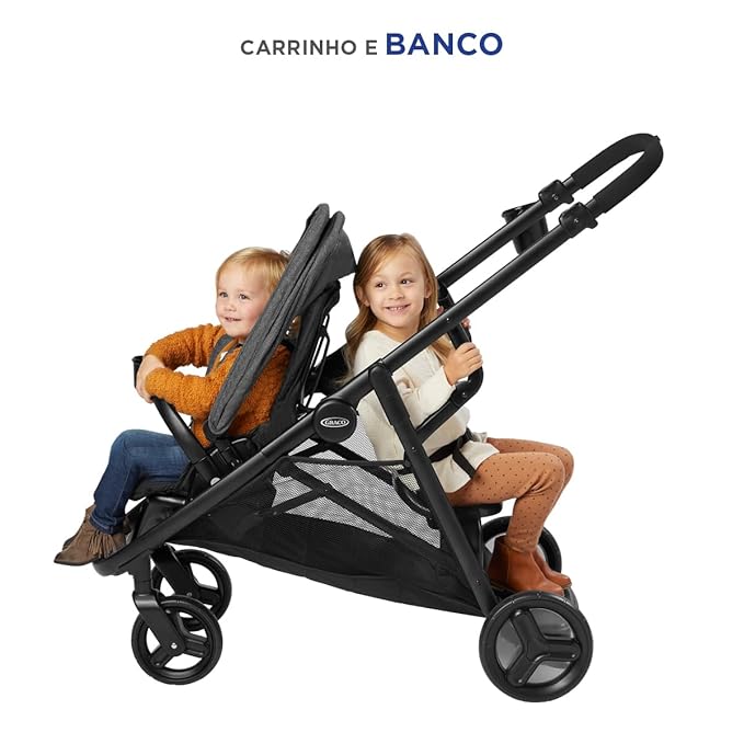 Graco Ready2Grow LX 2.0 Double Stroller Features Bench Seat and Standing Platform Options, Clark