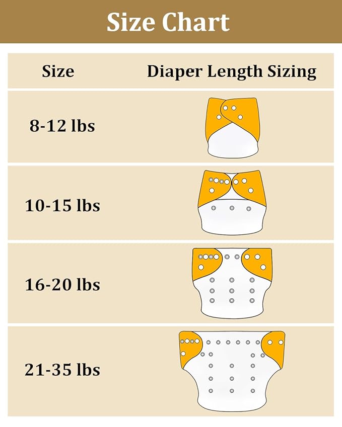 Babygoal Baby Reusable Neutral Cloth Diapers, One Size Adjustable Washable Pocket Nappy Covers 6 Pack+6pcs Rayon from Bamboo Inserts+Wet Bag 6FN39