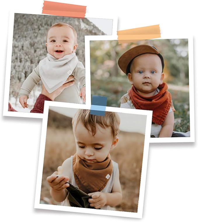 Kishu Baby Indi Organic Baby Bandana Bibs – Fairtrade 4-Way Reversible Drool Bibs for Boys & Girls – Unisex (Set of 5)