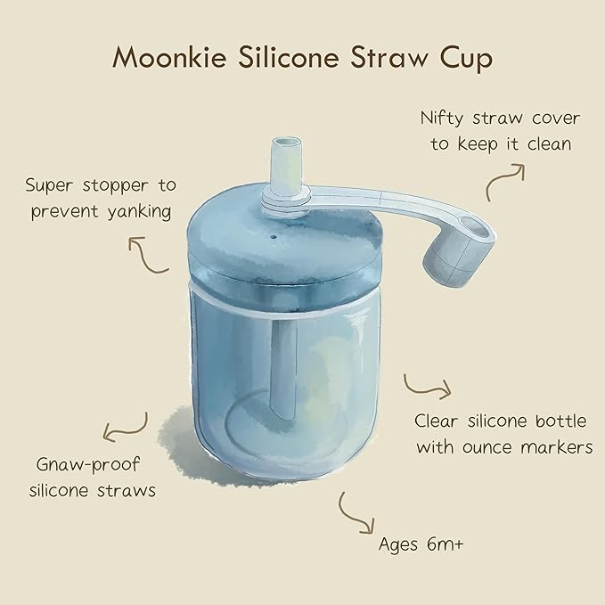 Moonkie Baby Training Cup Silicone Straw Cup | BPA-Free Drop-Proof Sippy Cups for Infants Toddlers and Kids 6 Months+ | 5 oz, 1pack, DX-BTC-01