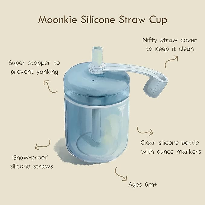 Moonkie Baby Training Cup Silicone Straw Cup | BPA-Free Drop-Proof Sippy Cups for Infants Toddlers and Kids 6 Months+ | 5 oz, 1pack, DX-BTC-01