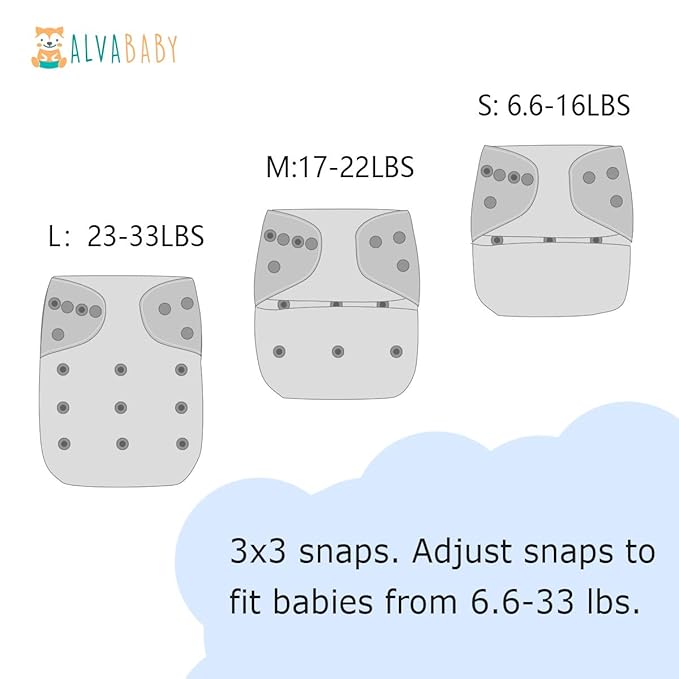 ALVABABY Baby Cloth Diapers 6 Pack with 12 Inserts Cloth Diaper Covers Adjustable Washable Reusable for Baby Girls and Boys 6DM118A