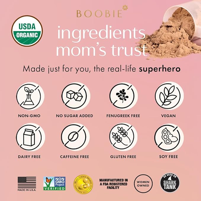 Boobie Body Superfood Protein Pregnancy and Postpartum Meal Replacement Shake, Coffee Caramel Flavor | 19g Protein | Safe for Lactation & Motherhood | Organic, Vegan, Zero Sugar, 1 Tub (20 Servings)