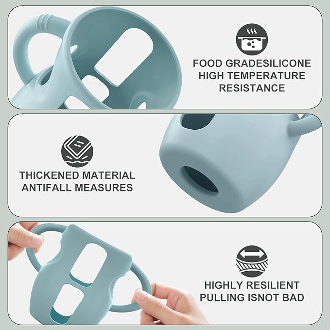 3PCS Philips Avent Glass Bottle Silicone Sleeves with Handles, Compatible with Philips Avent Glass Bottles 4 oz, Suitable for Avent Baby Bottles 4 oz, and Easy to Clean