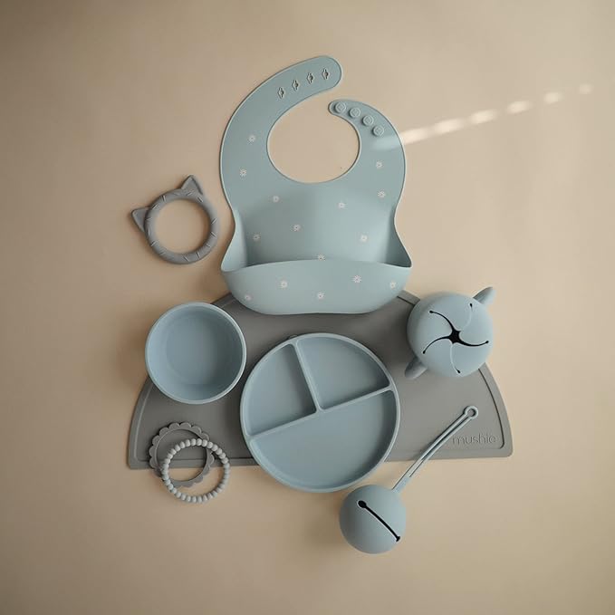mushie Silicone Baby Teether Toy | Cat (Stone)