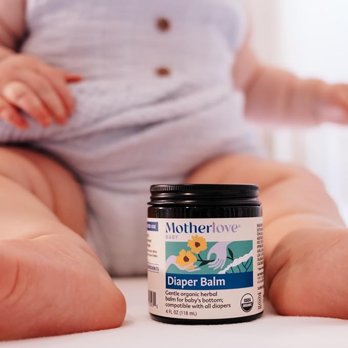 Motherlove Diaper Balm (1 oz) Organic Herbal Diaper Rash Cream—Cloth Safe, Zinc Oxide- Petroleum-Free—Ideal diaper Bag Size