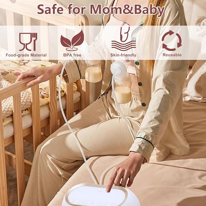 Full Breast Pump Parts with 24mm Oval Soft Rim Flanges and Wide-Mouth Base Connector for Spectra S2 S1 9 Plus SG, Medela, Lansinoh Pumps, Include Flange, Valve, Backflow Protector, Tubing and Bottle