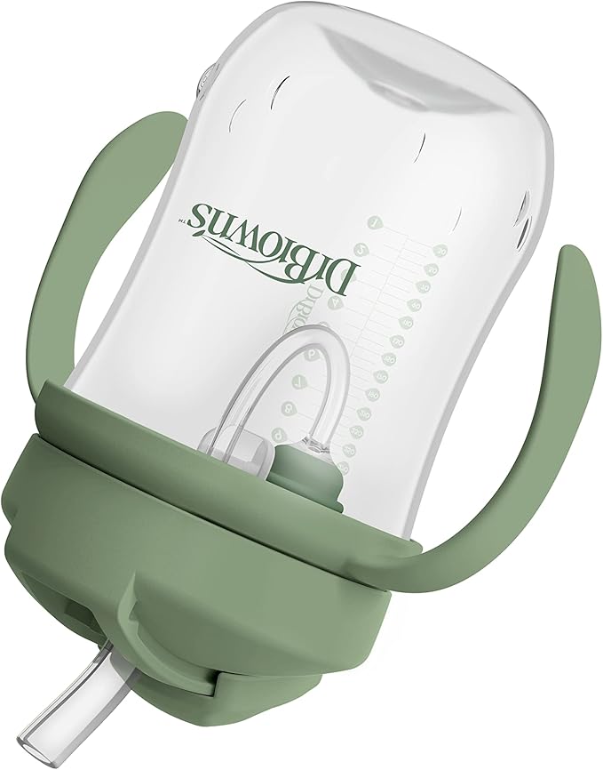 Dr. Brown's Milestones, Baby's First Straw Cup Sippy Cup with Straw, 6m+, 9oz/270ml, 2 Pack, Coral & Olive Green, BPA Free