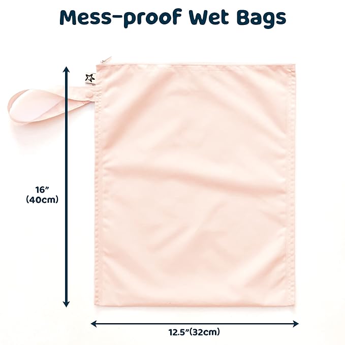 Tiny Twinkle Wet Dry Bag – 2 Pack Reusable Waterproof & Mess Proof Wet Bags for Swimsuits & Travel, Baby Towels & Beach Essentials,a Diaper Bag Must-Have(Rose, Burgundy)