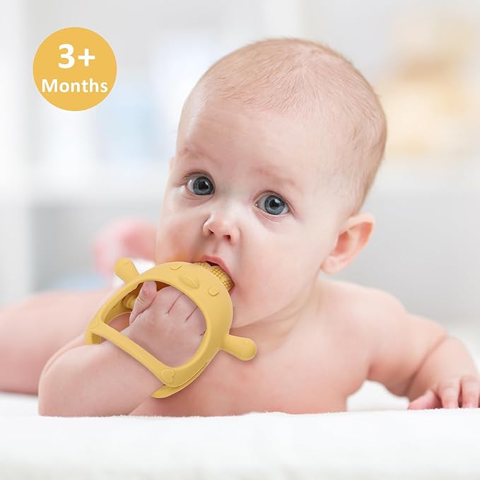 Socub Silicone Baby Teether Toys for Infants 3-6 6-12 Months, BPA Free Anti-Drop Silicone Mitten Teething Toy, Baby Chew Toys for Sucking Needs, Newborn Essentials & Baby Shower Gifts Boys(Dusty Blue)
