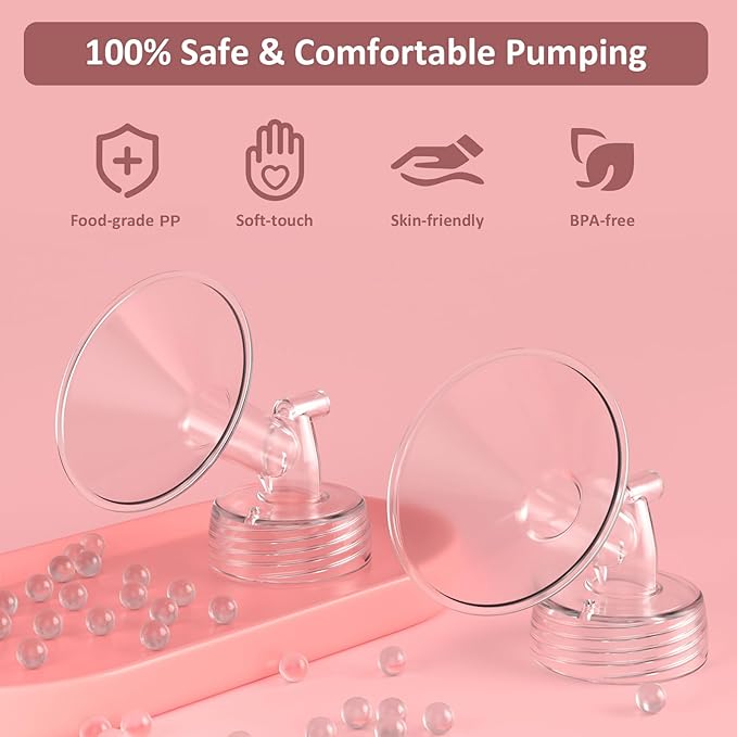 21mm Flanges Compatible with Spectra S2 S1 9 Plus Synergy Gold Breastpump, Not Original Spectra Replacement Pump Parts, Wide Mouth Flange Accessories for Elastic Nipples Work with Backflow Protector