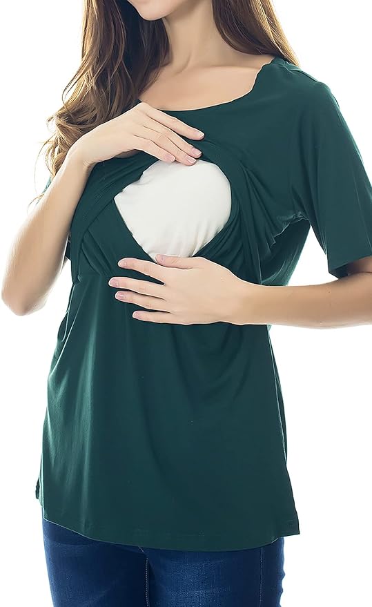 Smallshow Women's Maternity Nursing Tops Short Sleeve Breastfeeding Clothes